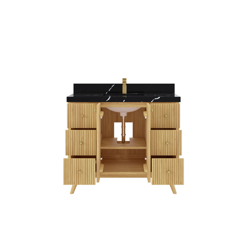 Ensemble de meuble-lavabo simple 42 po Kynidee, Noir Calacatta