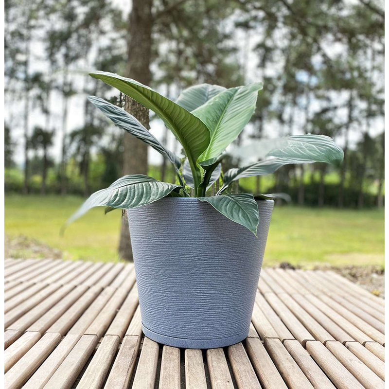 Pot à fleurs en résine Genebra, Gris foncé, H 13,78 po x l 15,75 po x P 15,75 po