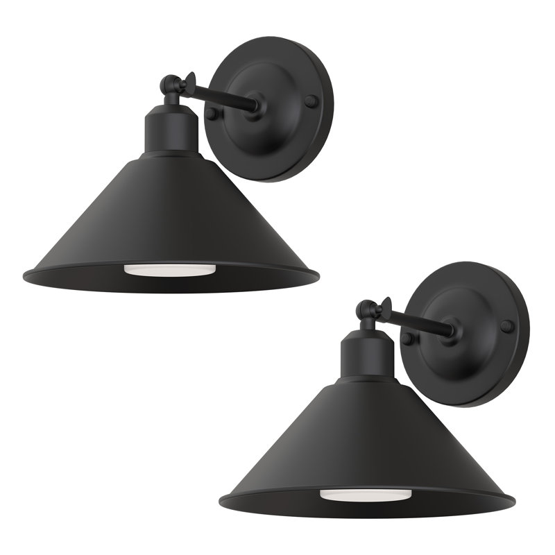 9 In. 2-Pack Black Wireless Wall Sconces, Dimmable LED Wall Lights With Remote Control For Bathroom, Matte Black