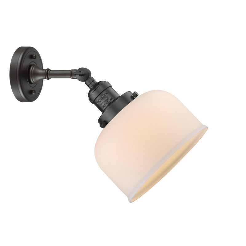 Bell - 1 Light 8" Sconce, Oil Rubbed Bronze, 6 Watt Vinage LED Bulb, Matte White Cased