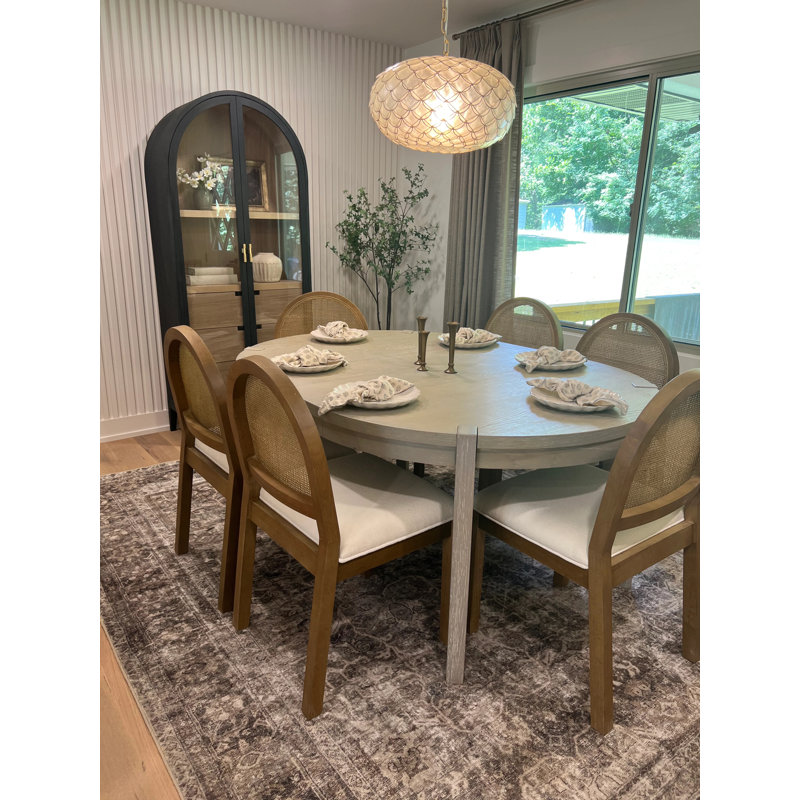 Bailey Light Brown Linen Upholstered Side Chair with Cane Back