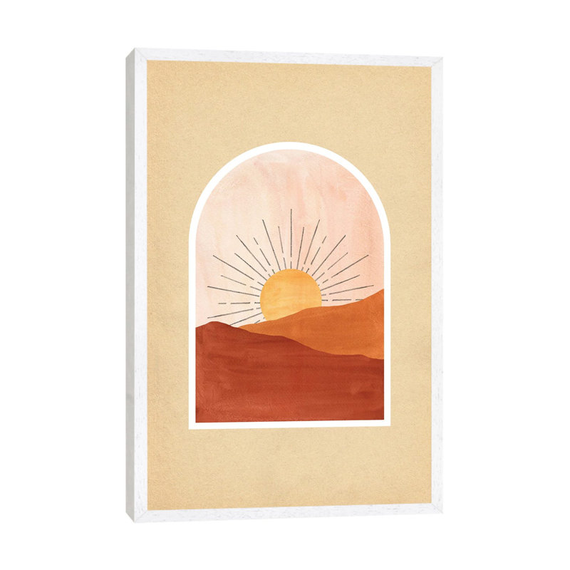 Terracotta Boho Sunrise by Whales Way - Painting on Canvas, 101.6cm H x 66.04cm W x 3.81cm D, White Framed