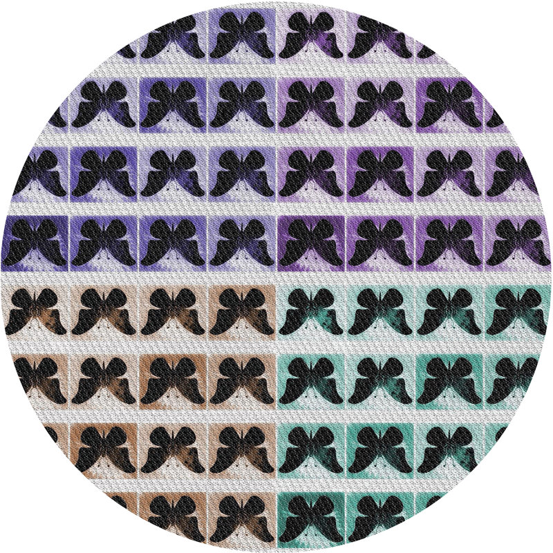 Tapis décoratif Non disponible violet/rouge/vert Macaire, Rond 7 pi