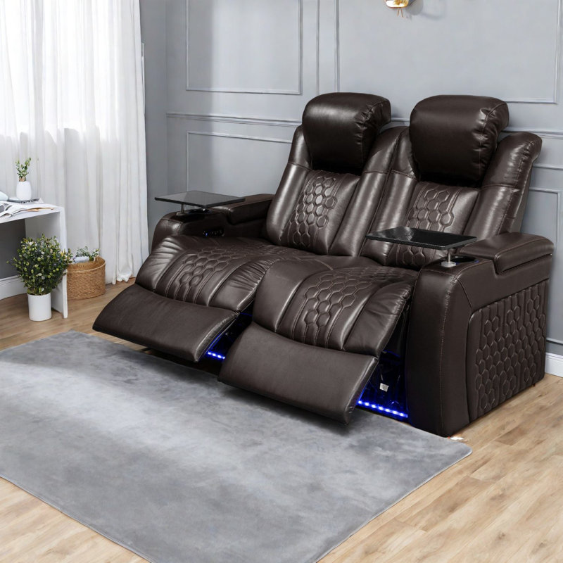 Canapés en cuir luxueux, cuir véritable, confort moderne, cinéma maison