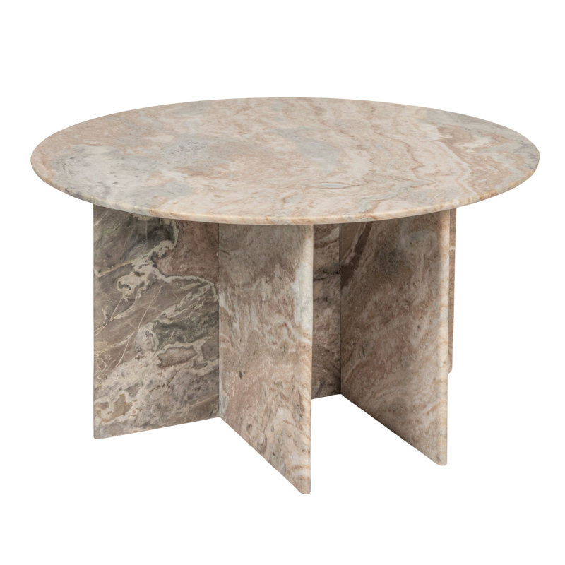 Table ronde en marbre Remy avec base emboîtable, menthe, 16" H x 30" W x 30" D