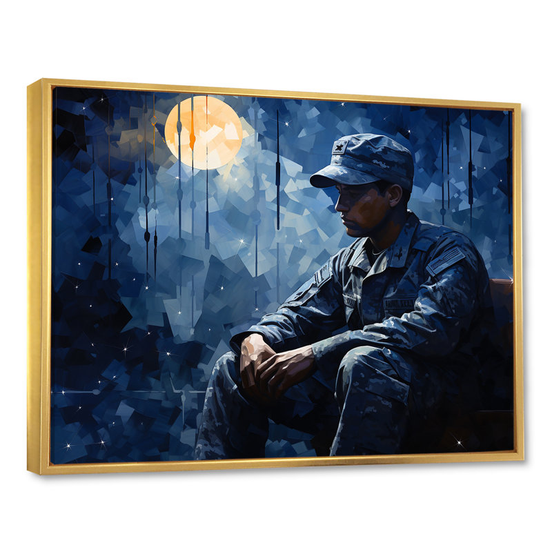 Soldat militaire Dutys Shadows, H 34 po x l 44 po x P 1,5 po, Cadre flottant doré