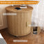 Table de bout cylindrique Mid-Century avec station de charge et porte coulissante-131634135