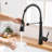 Spring Pull-Down Black Kitchen Faucet, Single Handle Operation, Construction, Layer, Multi-Functional Spray Mode, Easy Installation Handbook