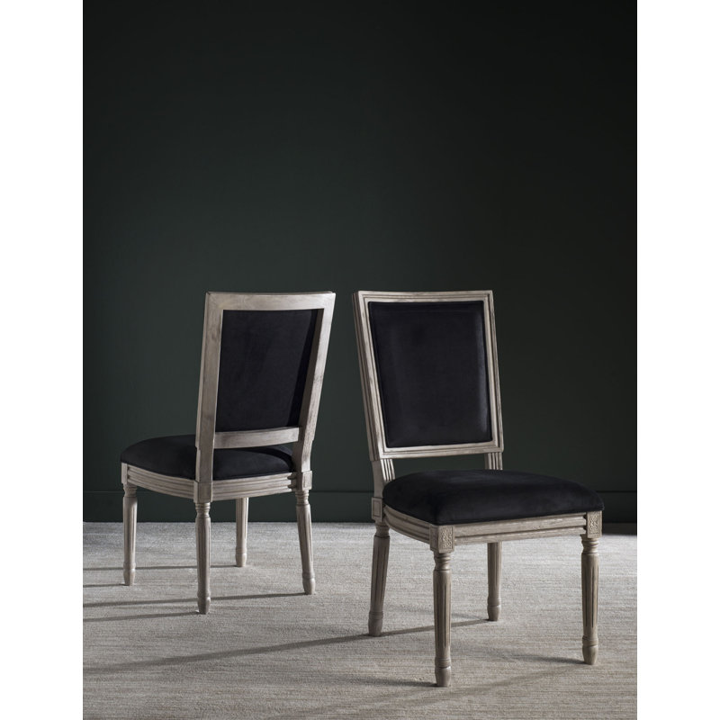 Moneta 19.5'' H Upholstered Side Chair, Black Velvet/Rustic Gray