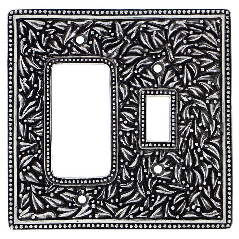 San Michele 2-Gang Toggle Light Switch / Rocker Combination Wall Plate, Antique Silver