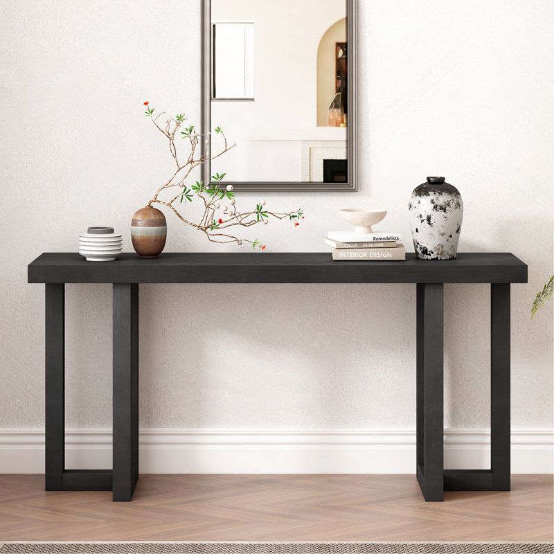 Console de conception géométrique avec pieds en pin massif, convient au vestibule, au couloir, au salon, à la chambre à coucher