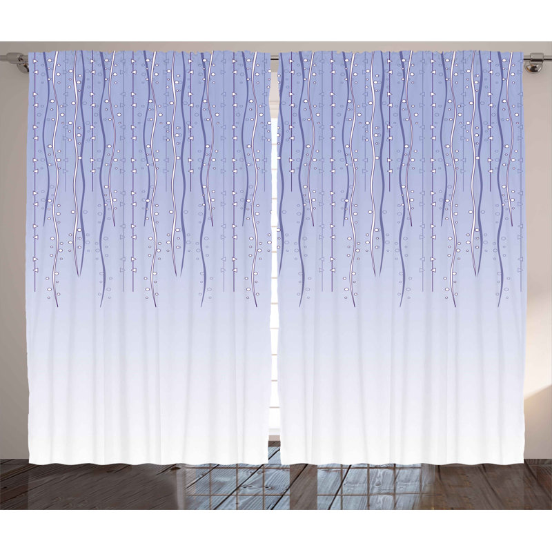Dennard Floral Twisted Ivy Cords Sling down Birthday Gala Bows Old Fashion Party Image Artwork Graphic Print & Text Semi-Sheer Rod Pocket Curtain Panels