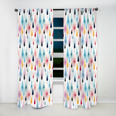 Pastel Scandinavian Geometric Shapes - Abstract Geometric Room Darkening Curtain - 1 Panels