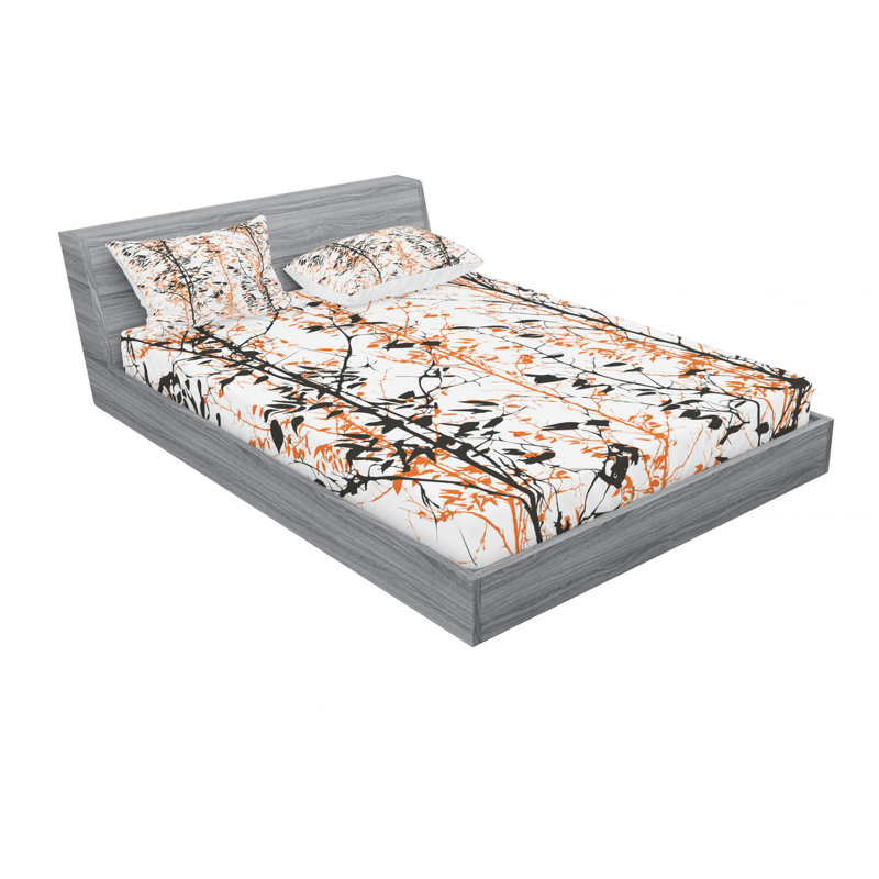 Microfiber Floral Sheet Set, Queen Sheet Set with Fitted Sheet