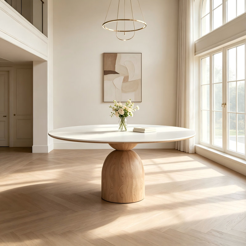 Table de salle à manger moderne en bois massif «Light Luxury», 29.5" H x 47.25" W x 47.25" D