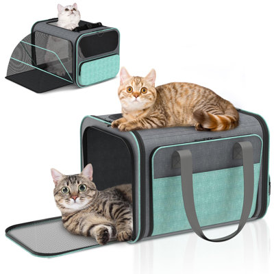 Cat Carrier For Airline Approved: Soft-Sided Cat Carrier Expandable For Small Dogs Up To 15LBS - Pet Travel Bag For TSA Approved - Breathable For Airplane Camping Outdoor