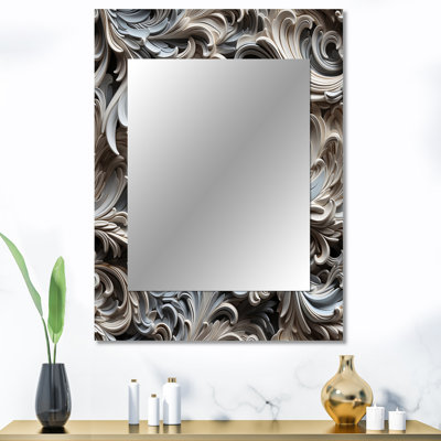 Bagent Beige And Silver Sphinx Paisley Pattern - Paisley  Large Wall Mirror, Glam Decorative Mirror, Printed Metal Art