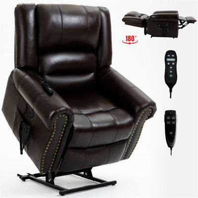 Power Lift Recliner Chair Heat Massage Dual Motor Infinite Position Up To 350 LBS