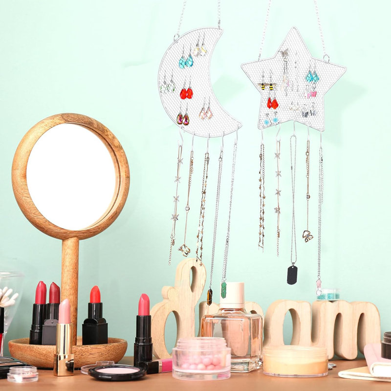 2-piece White Earring Wall Holder Set