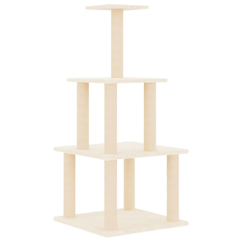 Cat Tree Engineered Wood Durable Cat Tree, Cream