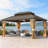 16x12 Ft Hardtop Gazebo – Aluminum Frame, Double Steel Roof, All-Weather Permanent Pavilion with Curtains & Netting-128604179