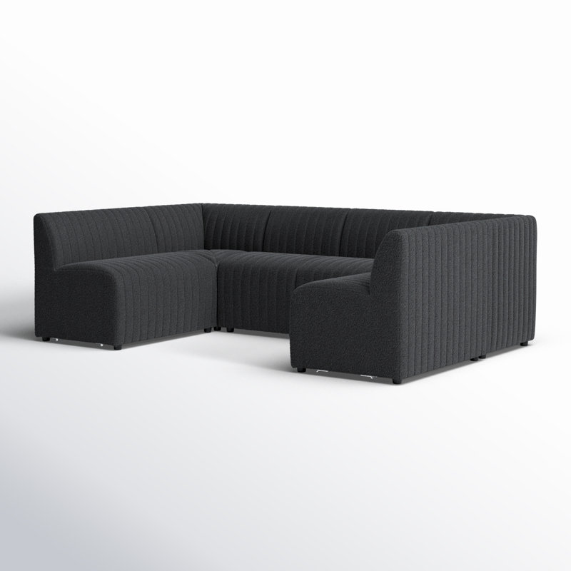 Brandt Upholstered U-Shaped Sectional Symmetrical, Fiqa Charcoal Boucle, 31.5" H X 106" W x 66.5" D
