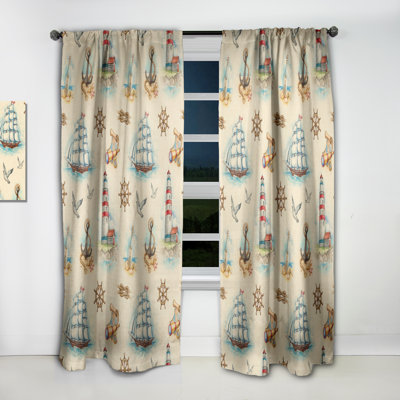 Watch tower, binocular, sail boat - Sports Coastal Blackout Curtain Single Panel