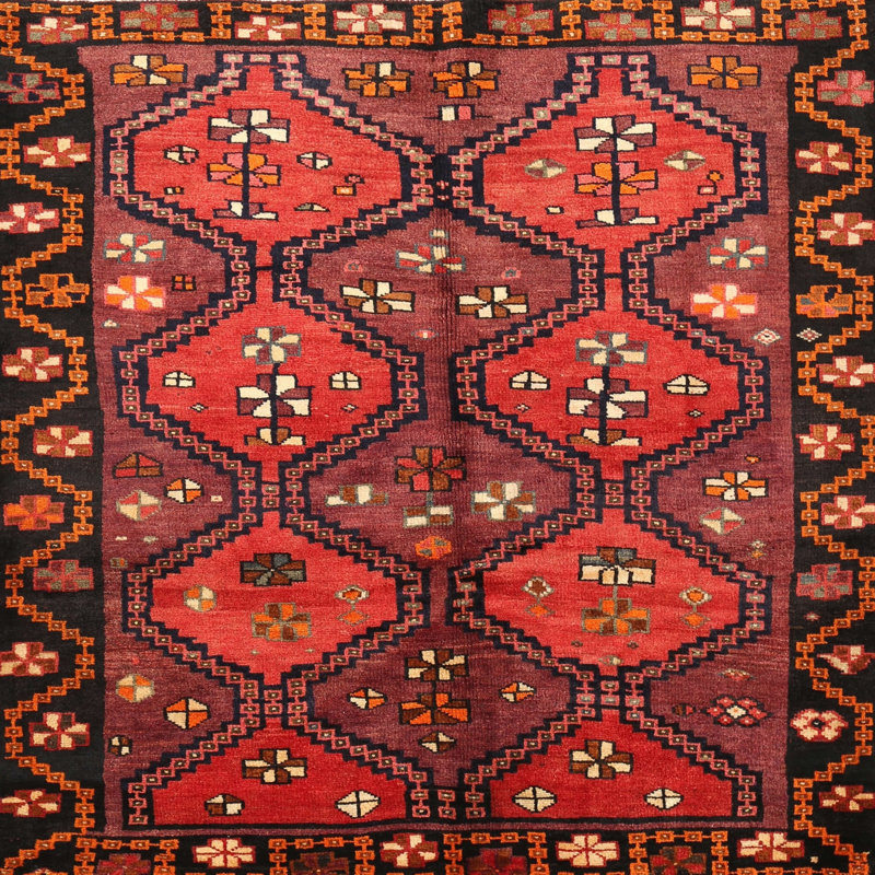 Tapis rouge / noir Southwestern, Rectangle 2 pi x 5 pi