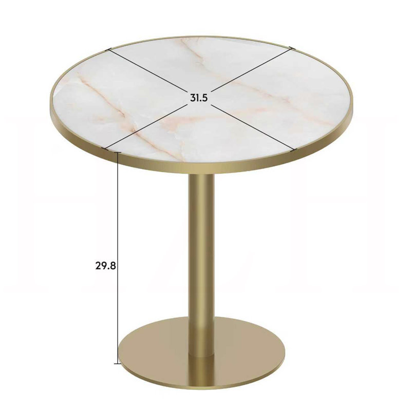 Table de salle à manger ronde et moderne, table bistro, table tulipe avec plateau en faux marbre, assemblage facile, structure en métal robuste, diamètre de 31,5 po
