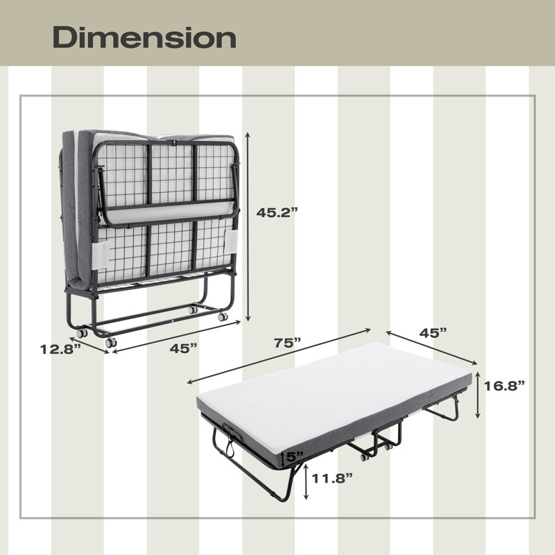 Foldable Guest Bed With Mattress & Cover