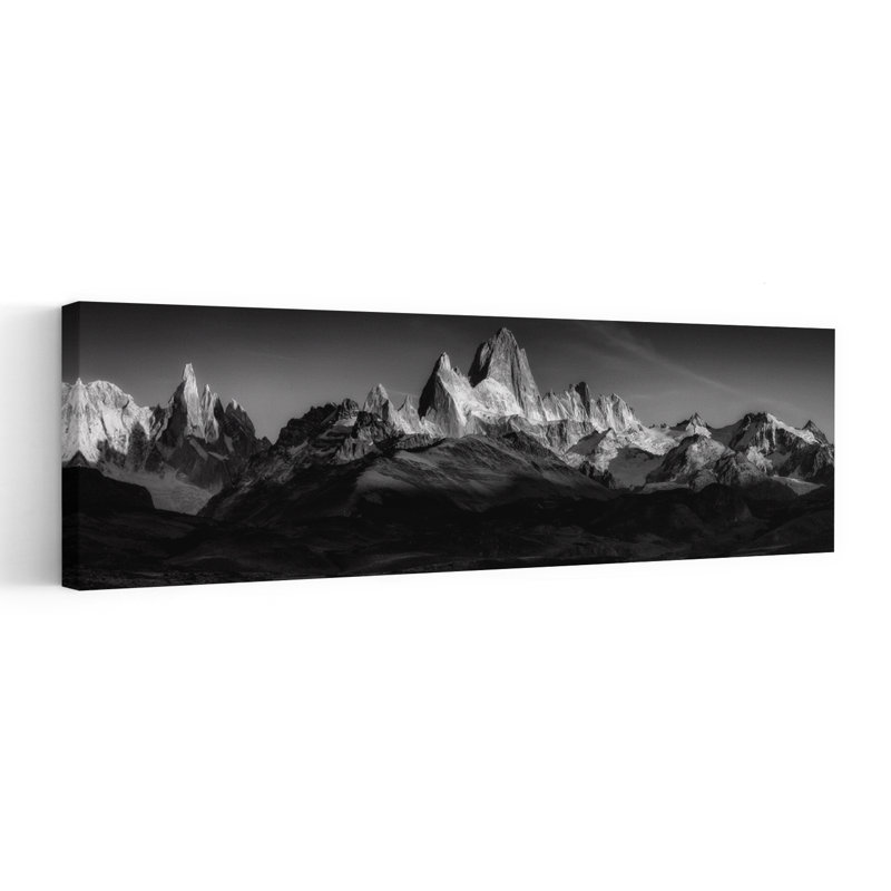 El Chaltacn, paysage contemporain abstrait, art mural montagne, 16" H x 48" W