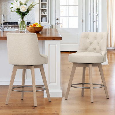 Roland Swivel 26.7'' Upholstered Counter Stool
