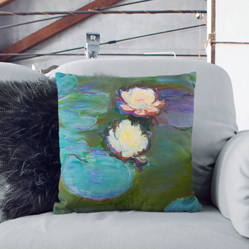 Water Lilies Lily Pond Vol.41 Scatter Cushion, Black, 40cm H x 40cm W x 15cm D