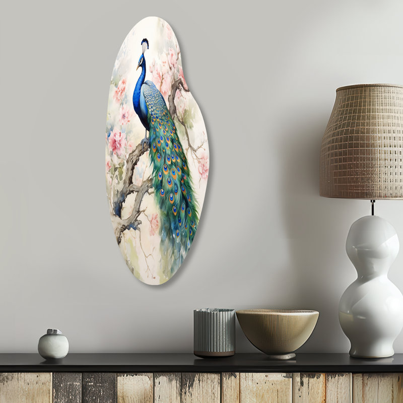 Tilko - paon asymétrique en métal, sculpture murale incurvée en métal, H 30 po x l 11 po