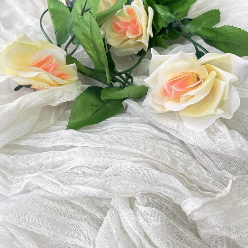 White Spring Summer Table Runner Cheesecloth