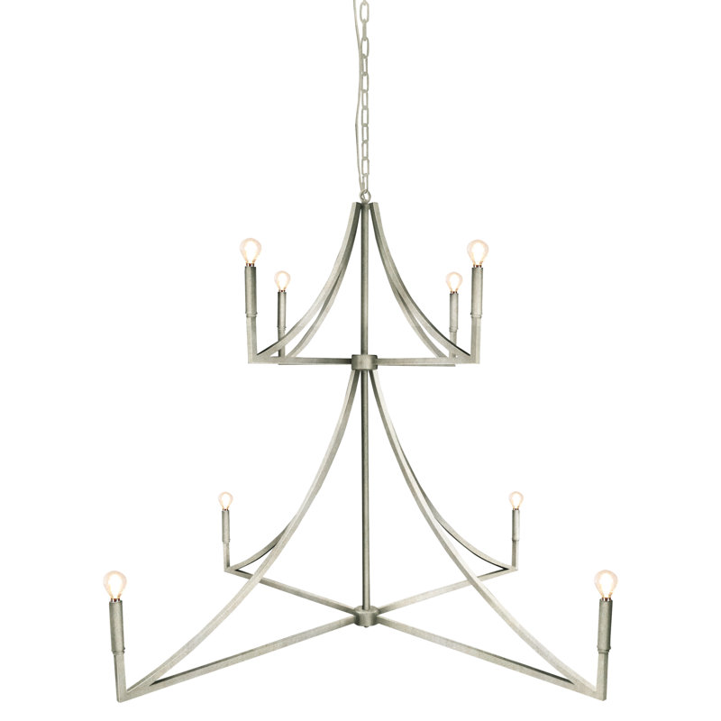 Lustre étagé à 8 lumières de style bougie Elite, Blanc huître
