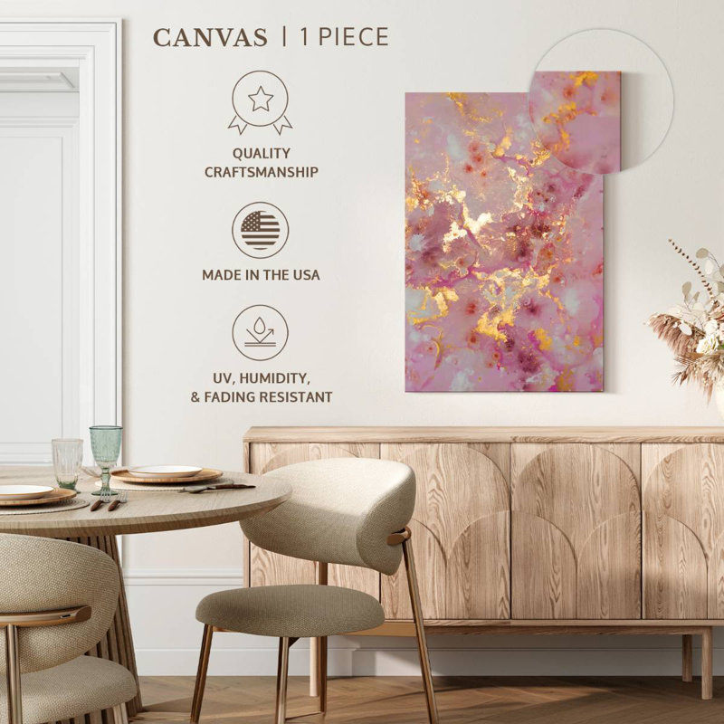 Avery rosé et or abstrait, H 24 po x l 16 po