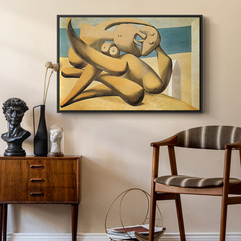Chiffres au bord de la mer (le baiser), 1931 - Pablo Picasso, toile tendue avec châssis, 24 po x 36 po, Noir