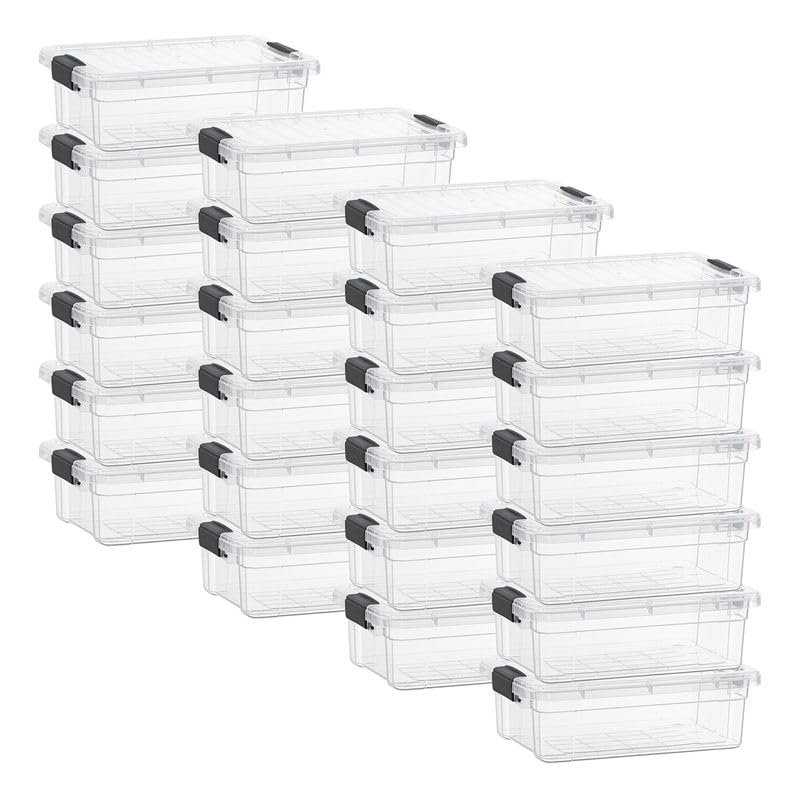 Boîte de rangement transparente Superio avec couvercle, bacs en plastique de 2,3 pintes pour l'organisation, caisses empilables, sans BPA, non toxiques, sans odeur, organisateurs pour la maison, le bureau, l'école et le dortoir, paquet de 24