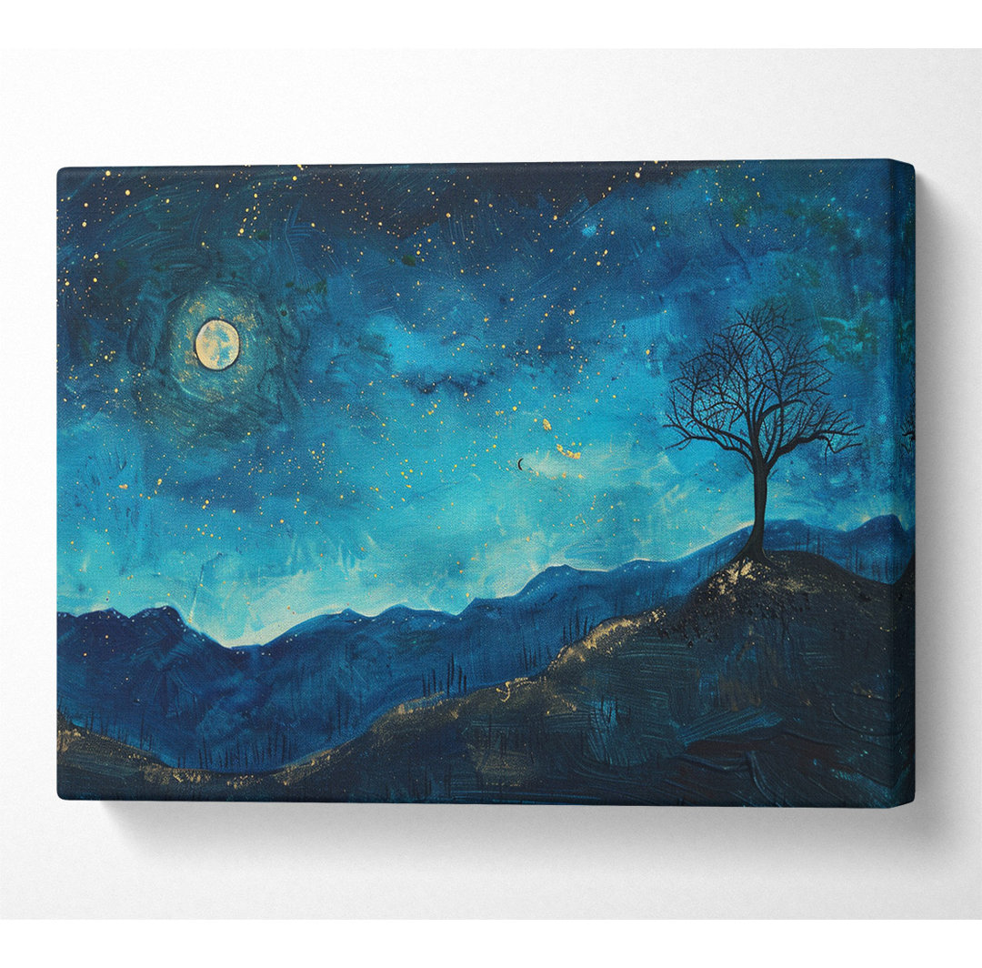 A Starry Night Sky Blues - No Frame Kunstdrucke auf Leinwand