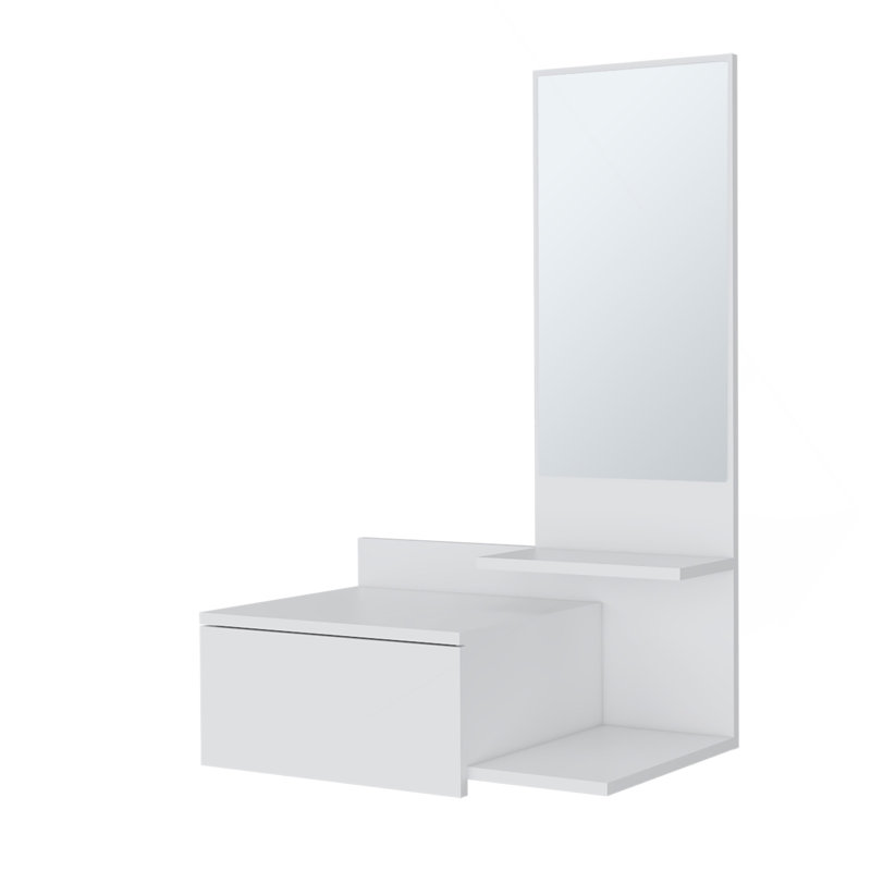 Coiffeuse Elgin avec miroir inclus, blanc, Blanc
