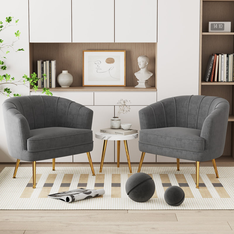 Fauteuil l 27 po Walsall, Velours gris velours