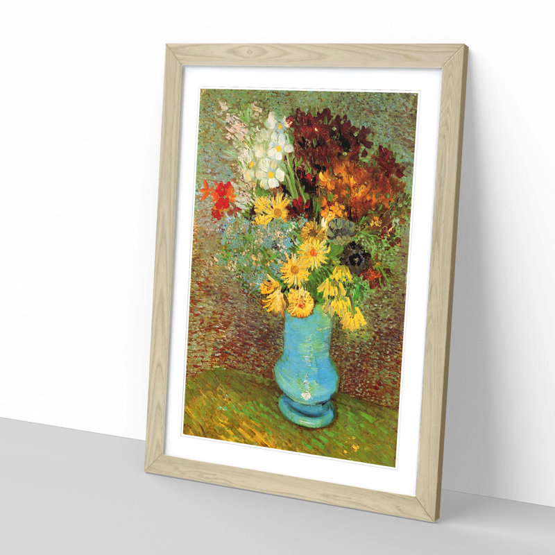 Vase with Daisies and Anemones by Vincent Van Gogh - Framed Print, Oak