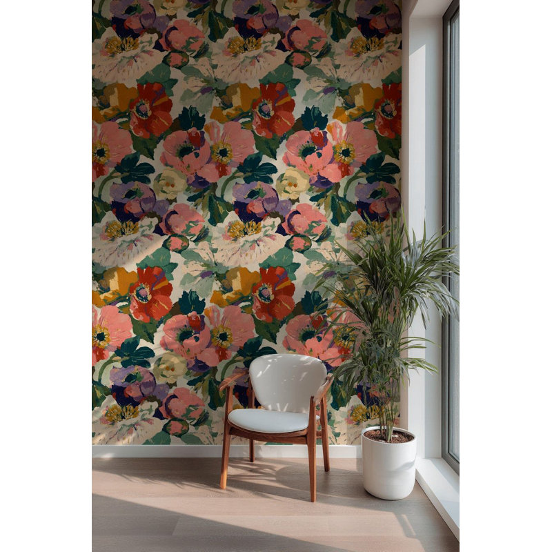 Papier peint floral rétro