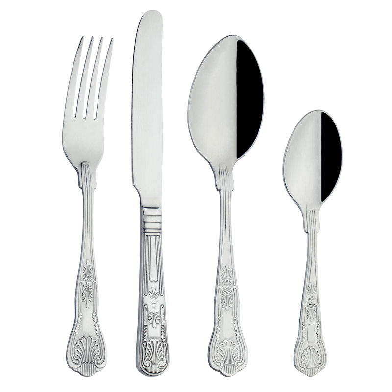 Kings Pattern 24 Piece 18/0 Stainless Steel Cutlery Set Service for 6