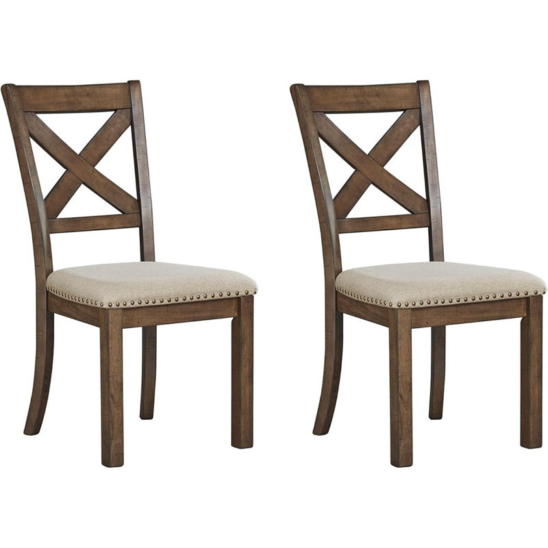 Moriville Modern Farmhouse 19" Upholstered Dining Room Chair, 2 Count, Brown