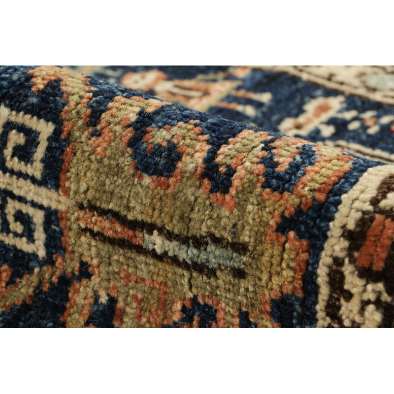 Burano Hand Knotted Wool Geometric Area Rug, Runner 3' x 8'