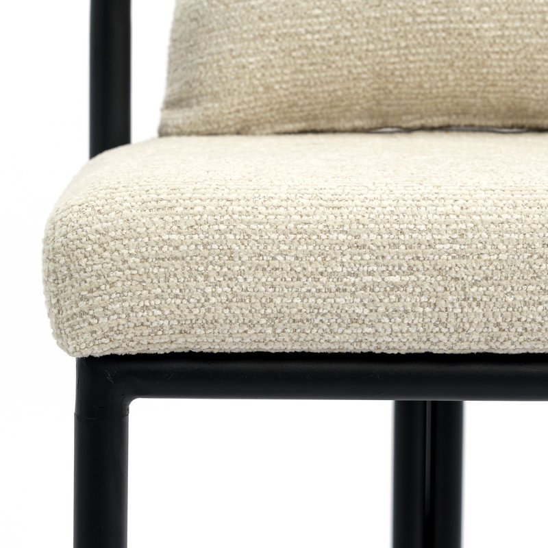 Tabouret de comptoir en chenille 26 po avec dossier et structure en métal, chaises de bar rembourrées modernes pour îlot de cuisine