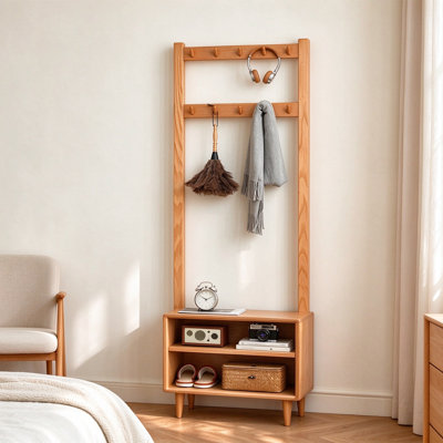 Solid Oak Entryway Coat Rack