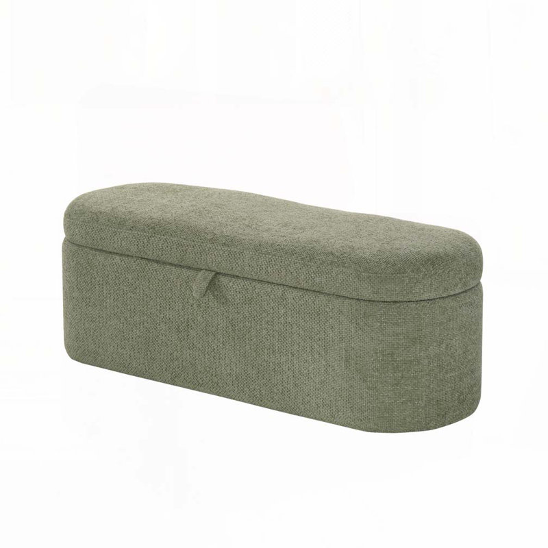 Banc de rangement rembourré, Vert clair